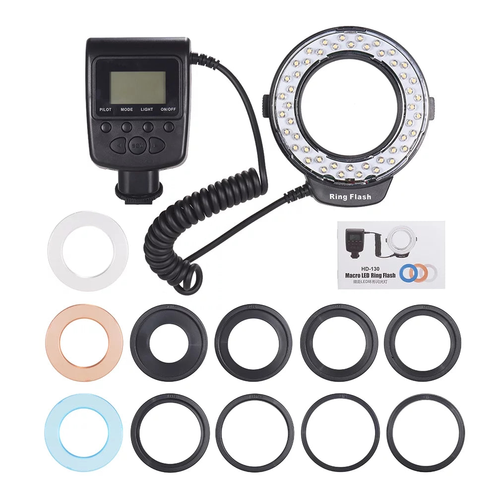 Flash Lamp 8 Adapter Power 3 Diffusers 3000-15000K LED LCD Display L5428