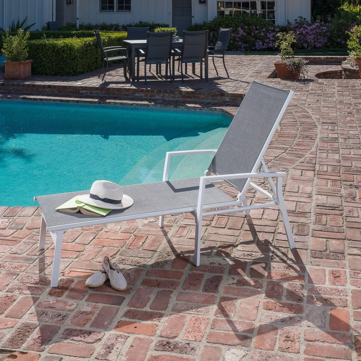 Gray Adjustable Sling Chaise N7891