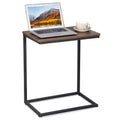 C-Shaped Sofa Bed Side Table with Metal Frame Rustic Brown S89083
