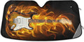 Electric Guitar Fire and Flames Car Windshield Sun Shade, Foldable Visor Protector, 55×27.6in E692405