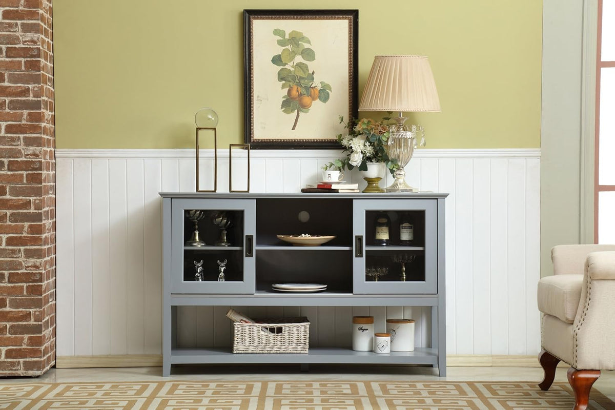 Gray Wood Sideboard Cabinet with Sliding Doors L531