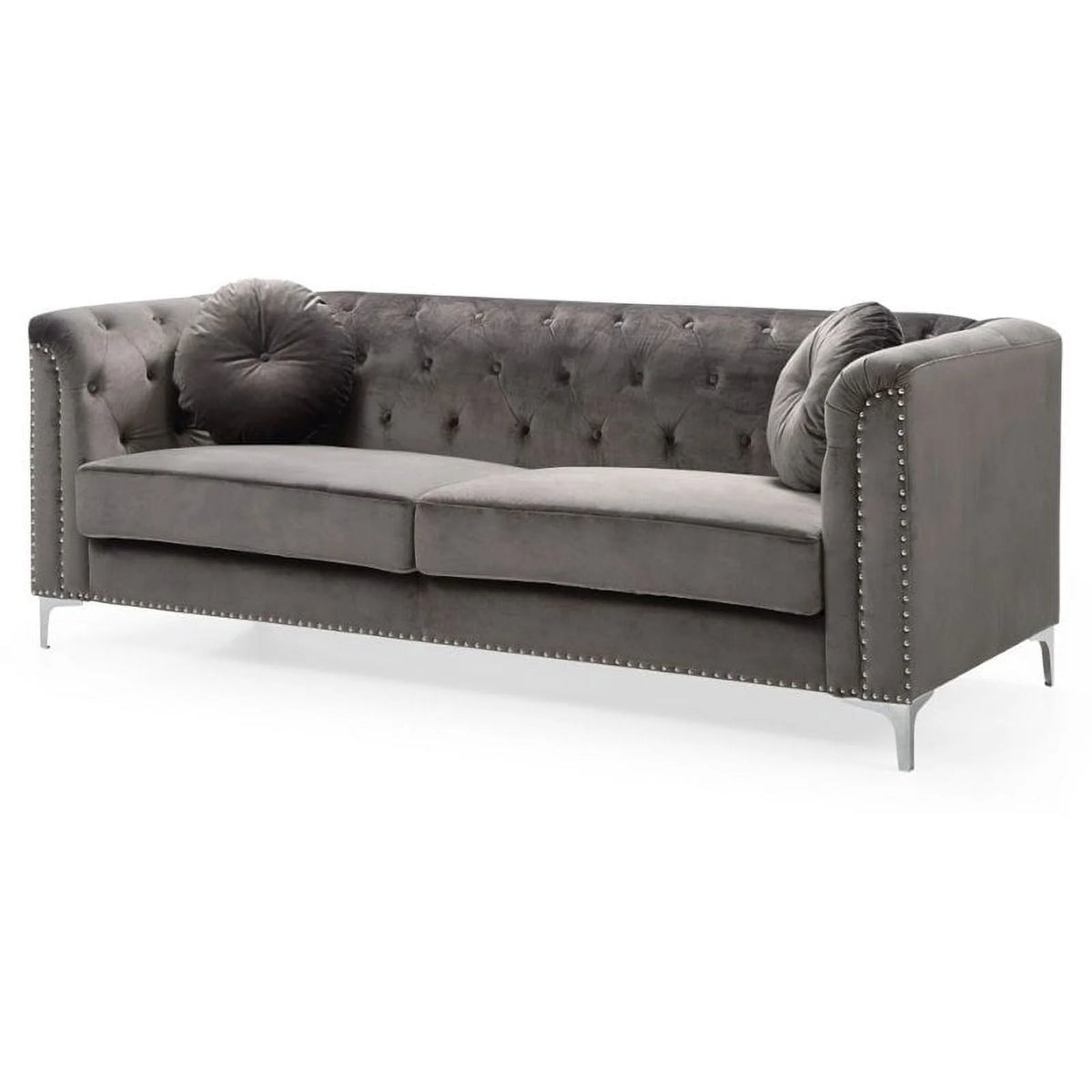 Dark Gray Velvet Sofa and Loveseat 2-Piece Set G594929