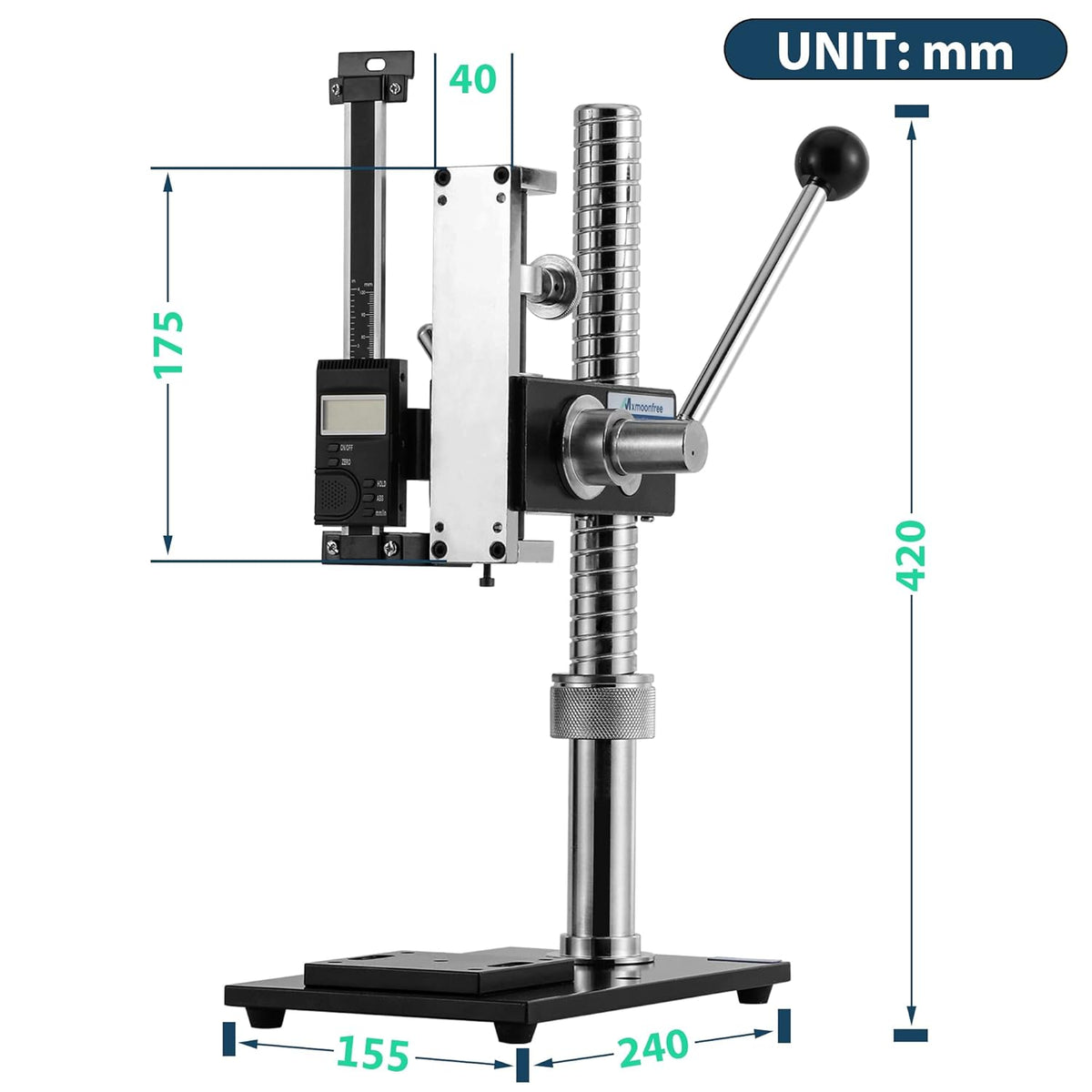 Force Gauge Stand Push Pull Test Stand Lever-Operated Manual Test Stand Stroke 70mm/2.8 with Digital Scale and Clamp x1 M8235