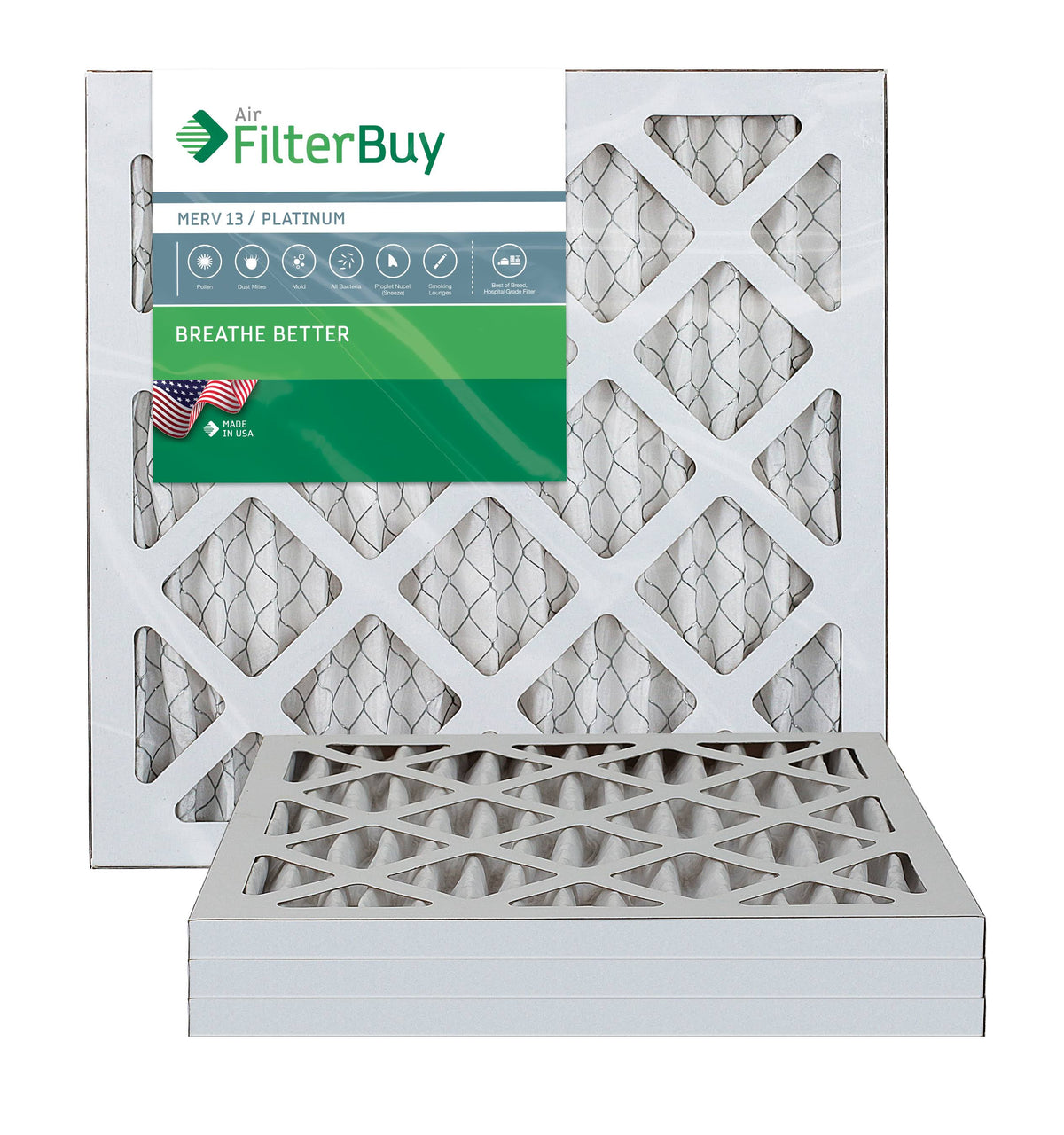 10x16x1 MERV 13 Pleated AC Furnace Air Filter, Pack of 4 E146706