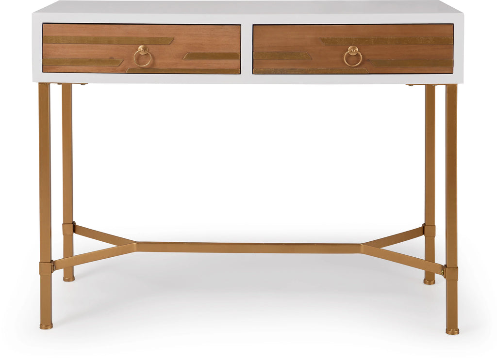 White 2 Drawer Wood Desk Console Table O43570