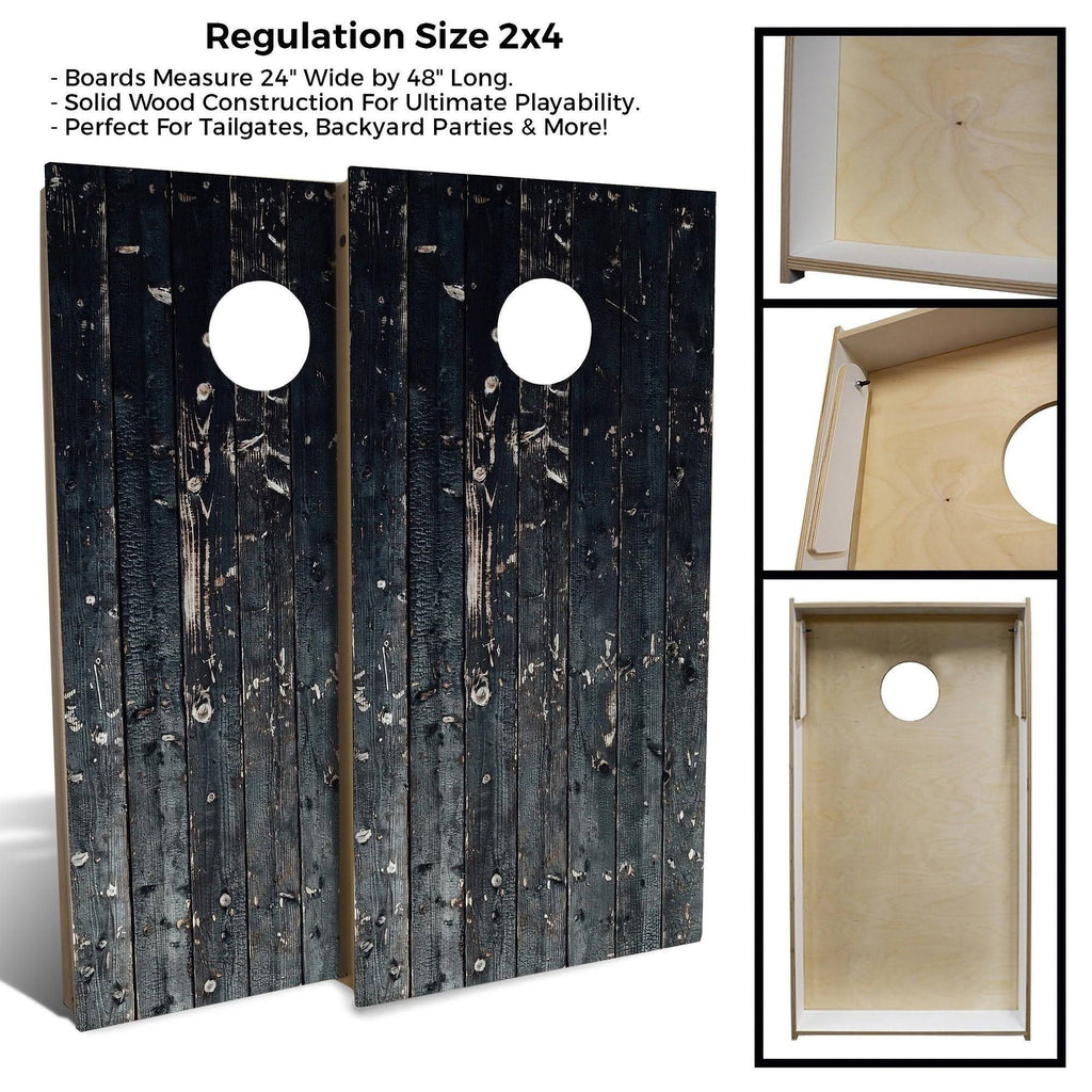 Black Plank Cornhole Set with Carrying Case L35945