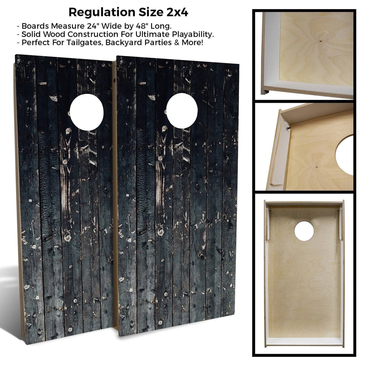 Black Plank Cornhole Set with Carrying Case L35945
