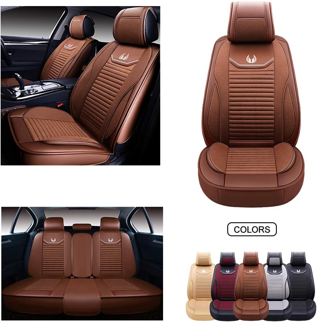 Red Faux Leather Car Seat Covers Set K912669
