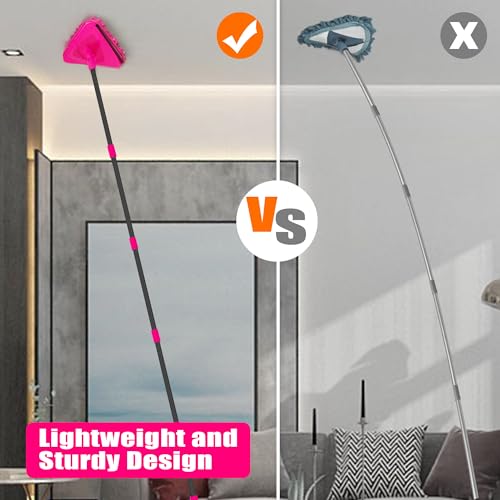 Wall Mop with Long Handle 80 inches Collapsible Baseboard Cleaner with Squeegee 3 Microfiber 3 Chenille Pads O7061