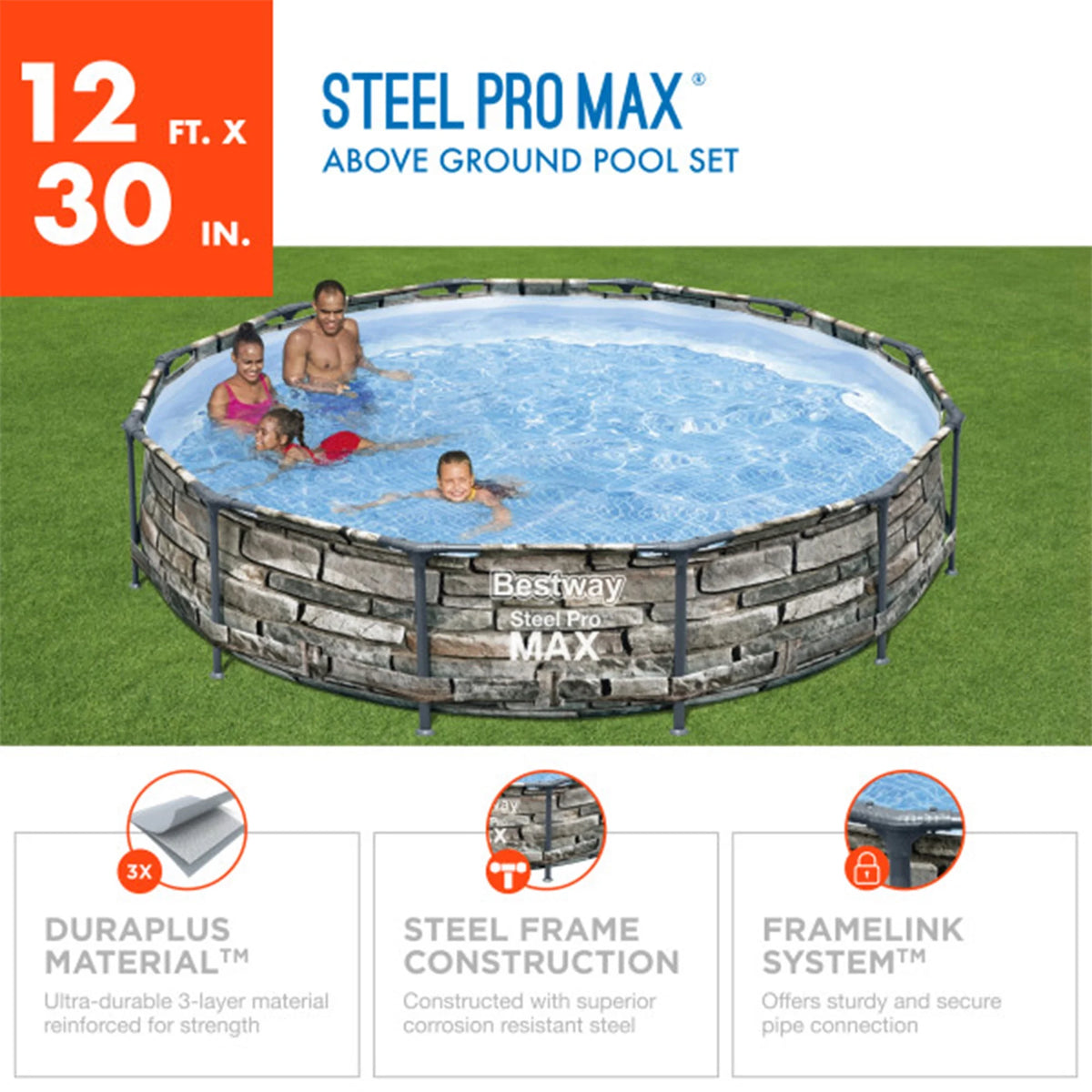 12' x 30 Round Above Ground Pool with Pump A7710