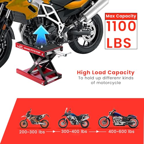 Motorcycle Powersports Stand Lift Scissor Jack Steel 1100 LBS Capacity Red X852083