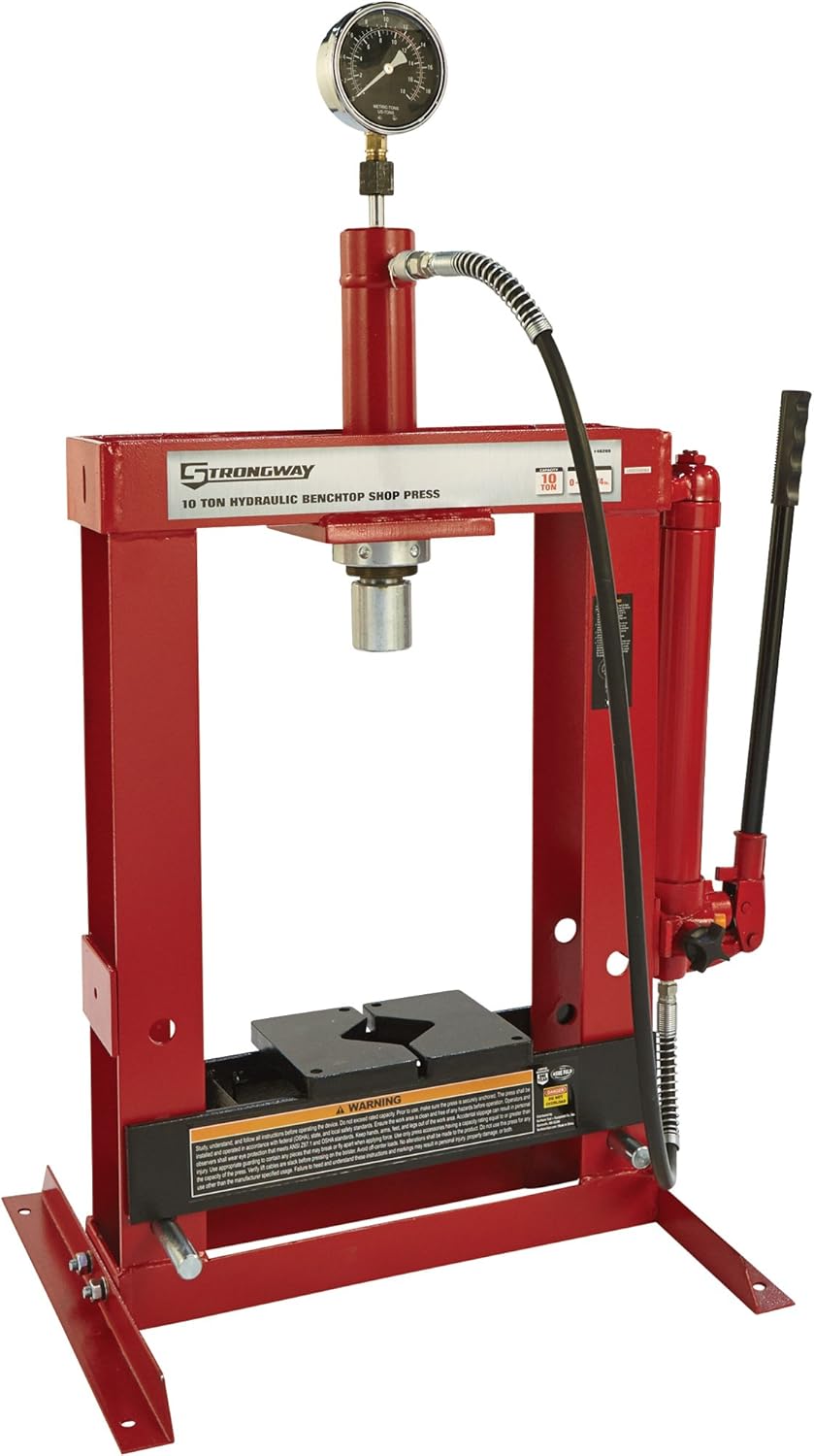 Benchtop 10-Ton Hydraulic Shop Press with Gauge T23409