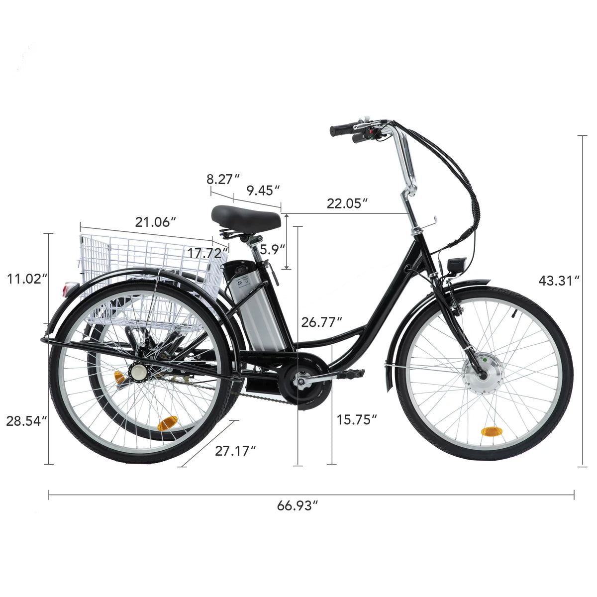 24 Inch 250w 36V Black Electric Trike Bike P787349