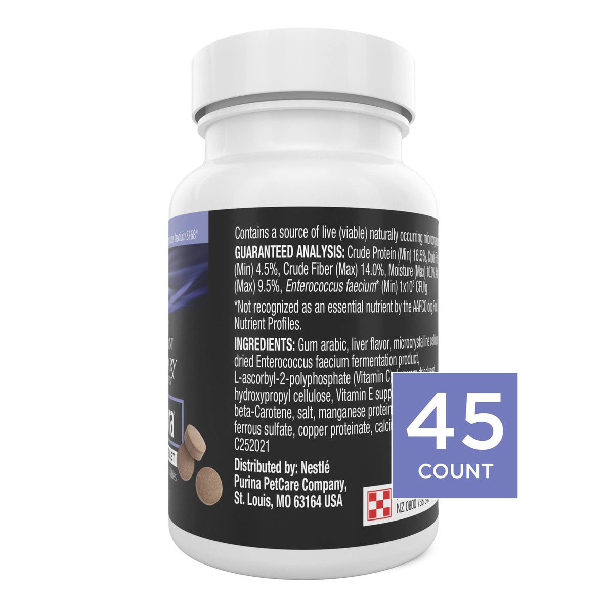 Chewable Dog Probiotic Supplement Tablets 45 ct N1397