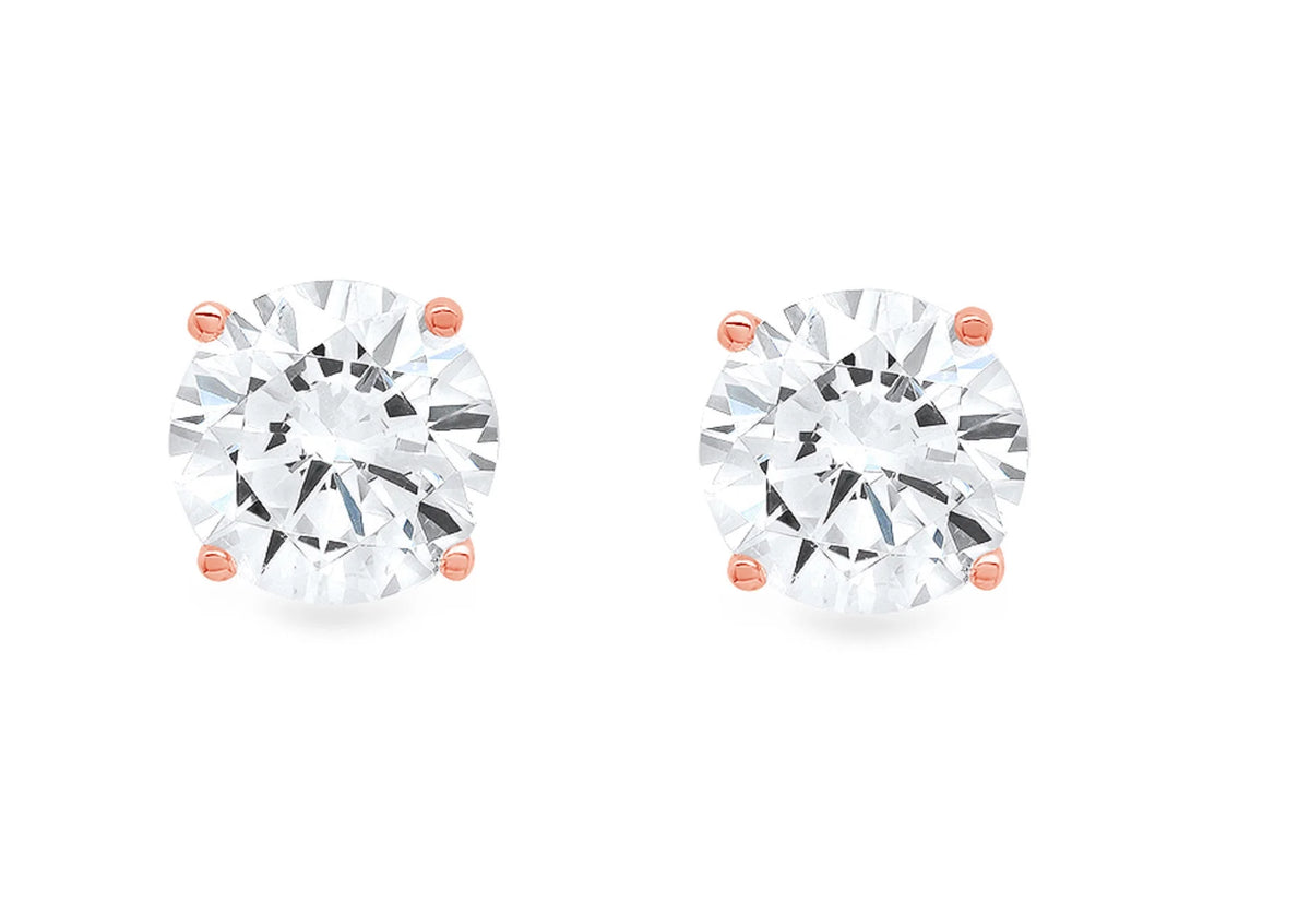 18K Rose Gold Diamond Stud Earrings G41428