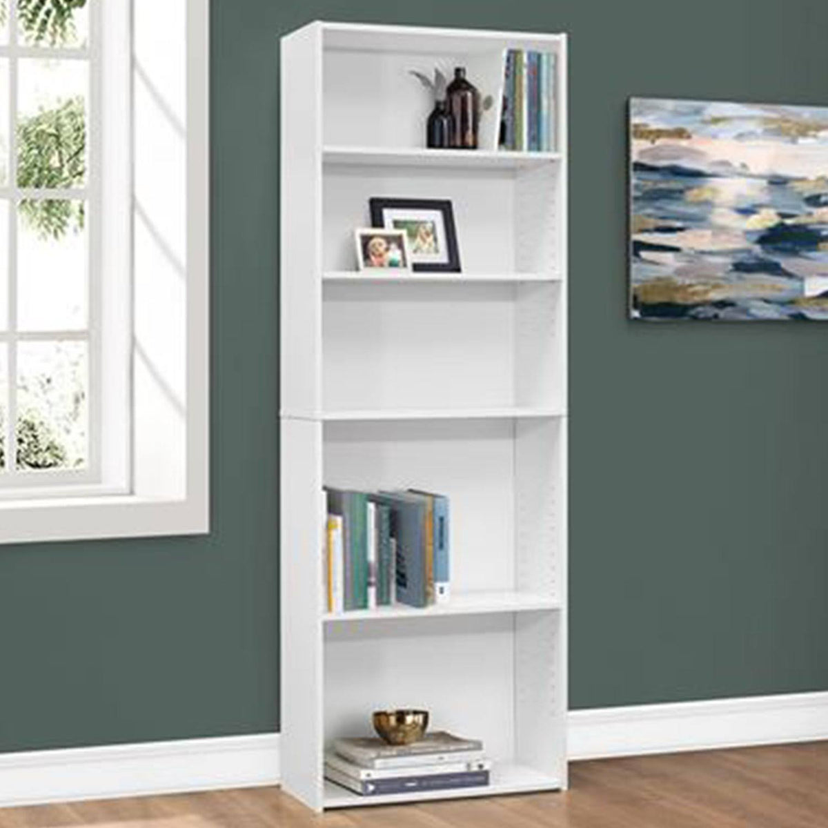 White 5 Shelves Bookcase E90950