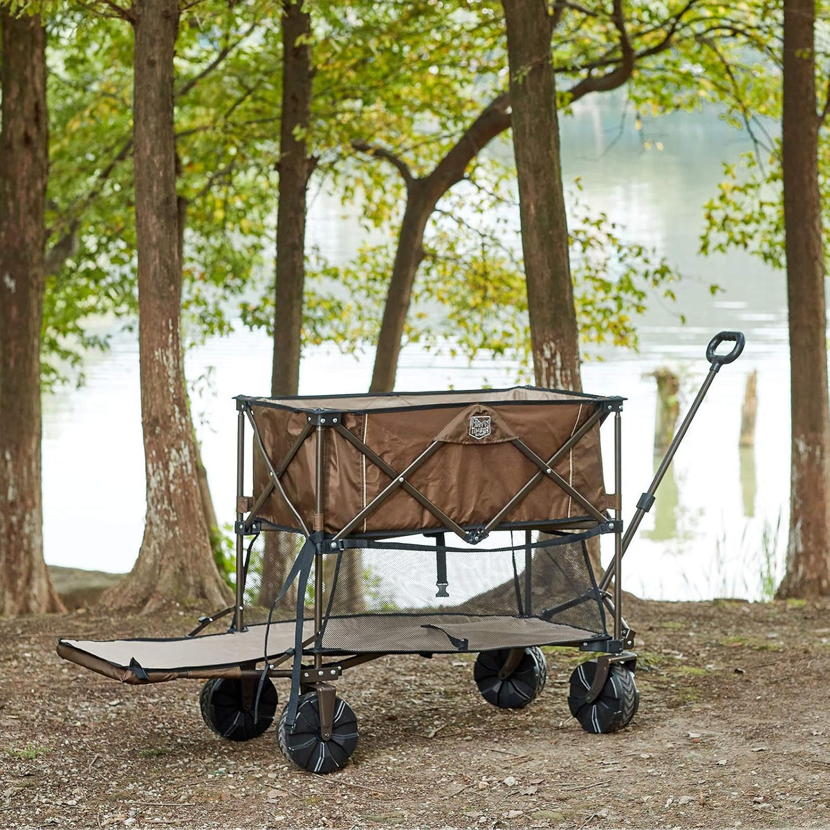 Folding Double Decker Wagon Heavy Duty Collapsible Cart with Big Wheels O35079